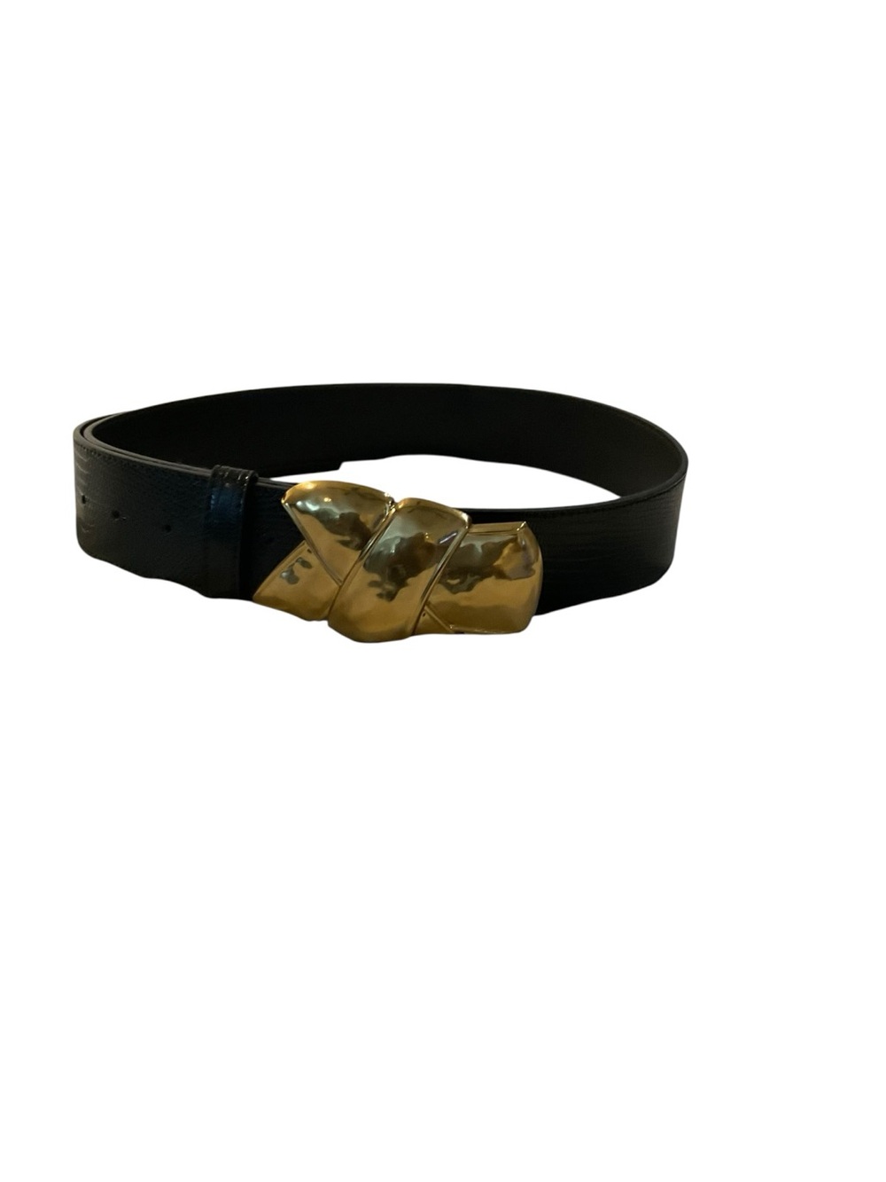 Source Unknown Black Belt with Gold Twisted Buckle